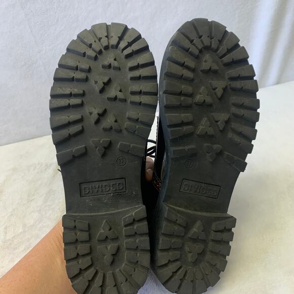 Divided Sz 6 Y2K Deep Red Maroon Chunky Derby Oxford Wide Heel Academia Shoes - Picture 9 of 10